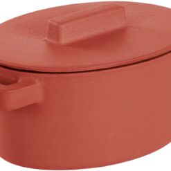 Braadpan Terracotta van gietijzer ovaal met deksel 13 x 10 cm