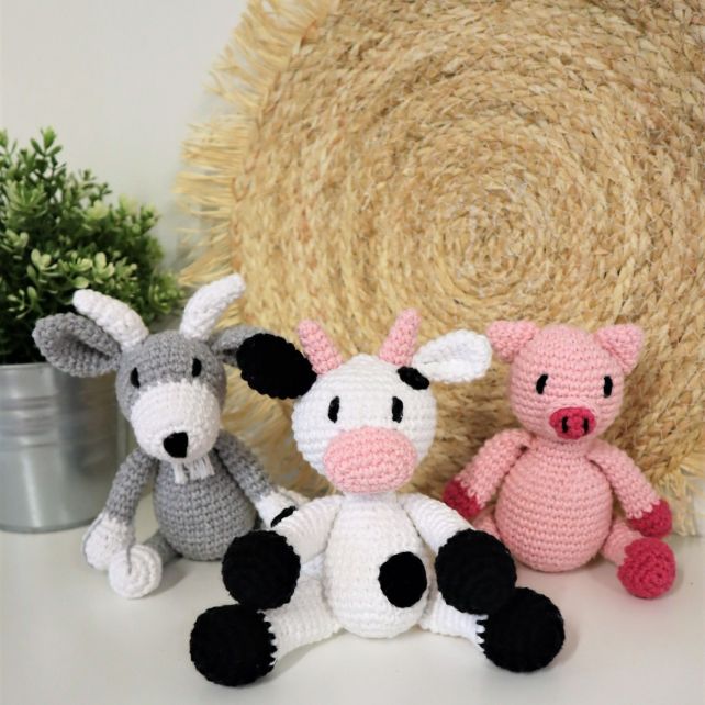Haakpakket - FARM FRIENDS - Eco Barbante - Amigurumi (set van 3 verschillende)