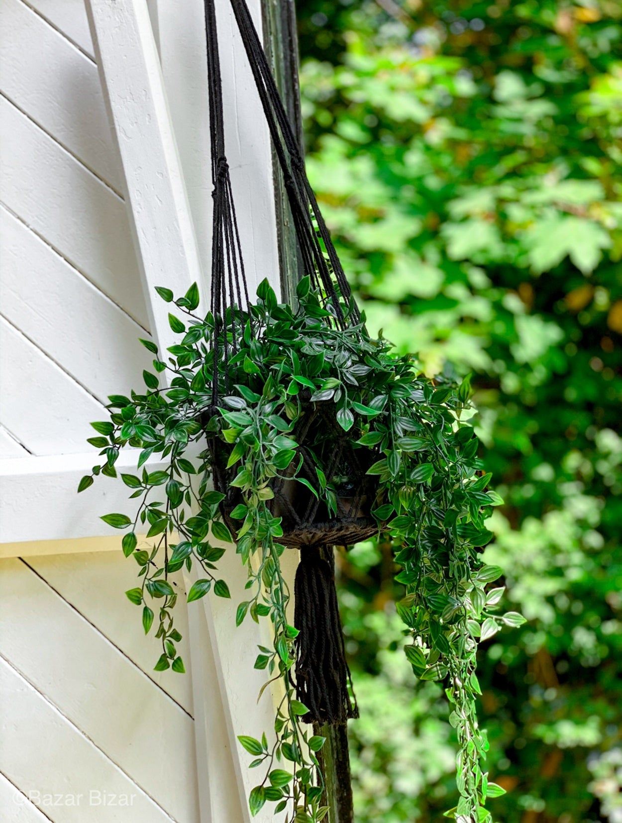 De macramé plantenhouder - zwart - L - Afbeelding 2