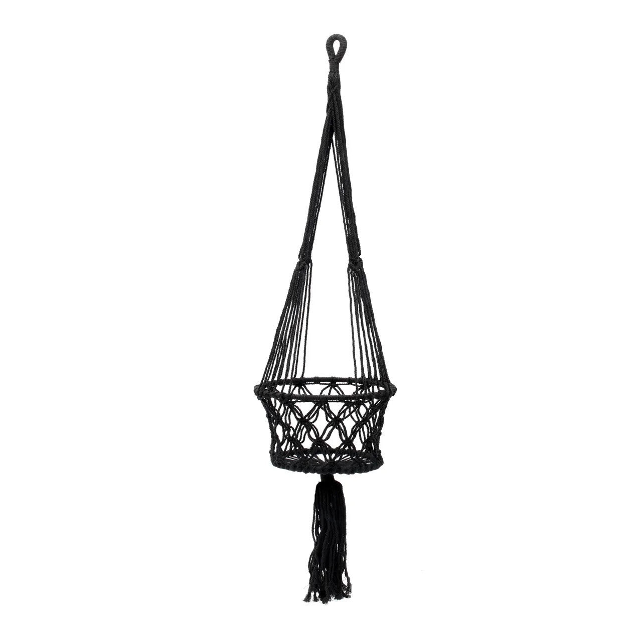 De macramé plantenhouder - zwart - L - Afbeelding 6