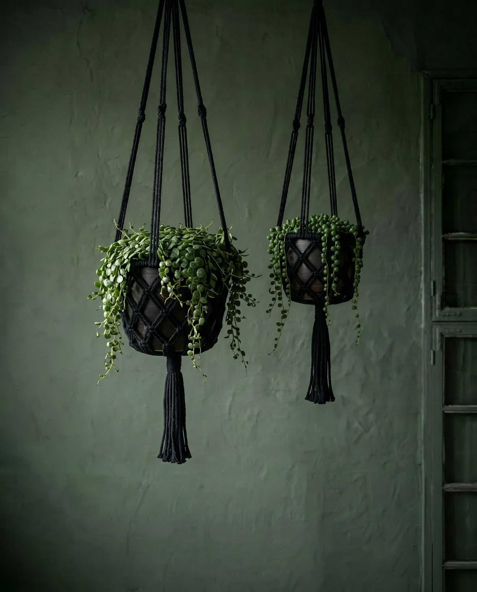 De macramé plantenhouder - zwart - L - Afbeelding 8